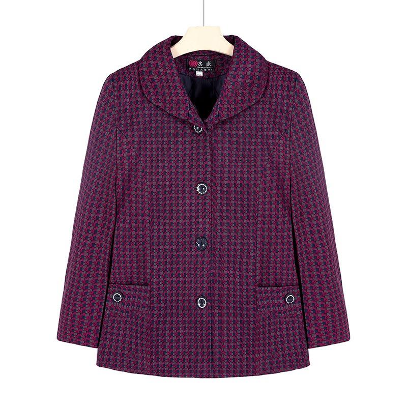 Autumn Women's Top with Lining, Year 0 Thin Coat, Old Lady Lapel Gown