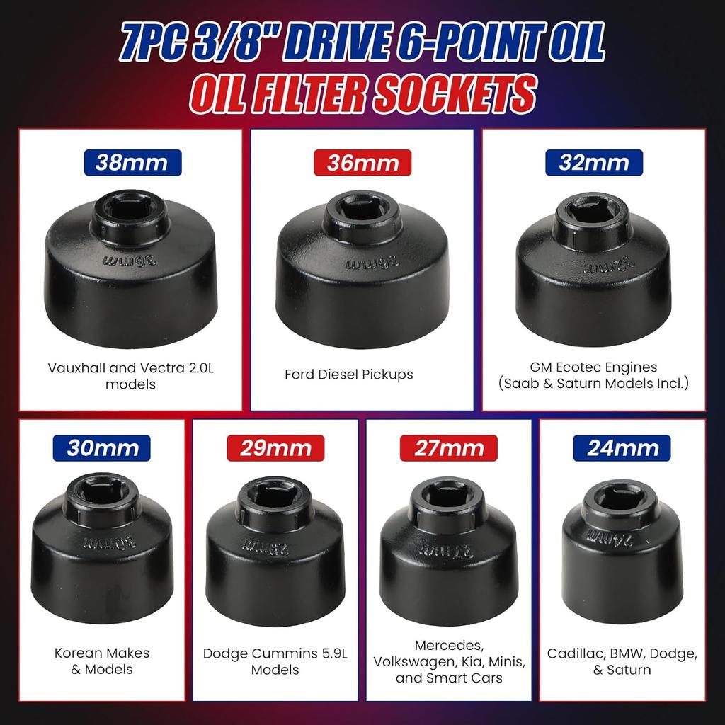 10Pieces / 7 Pieces Oil Filter Wrench Socket Tool Set For Mercedes Benz BMW Toyota Car Repair Manual Removal Tool