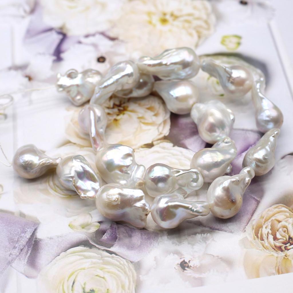 1String, White Natural Freshwater Pearls, Baroque Pearl Beads, 15-20mm, for DIY Jewelry Making, Unique Birthday Party Wedding Crafts, 36cm
