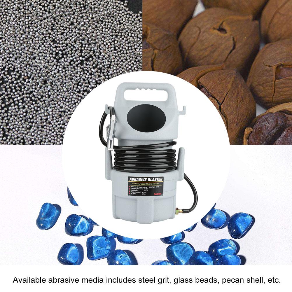 Portable Pneumatic Sand Blaster Kit Sandblasting Gun 15 Ft Hose & 50 Lb. Hopper