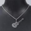 Musical Guitar Pendant with 60cm/24in Chain Hip Hop Music Style Stainless Steel Guitar Pendant Jewelry Personalized Gift