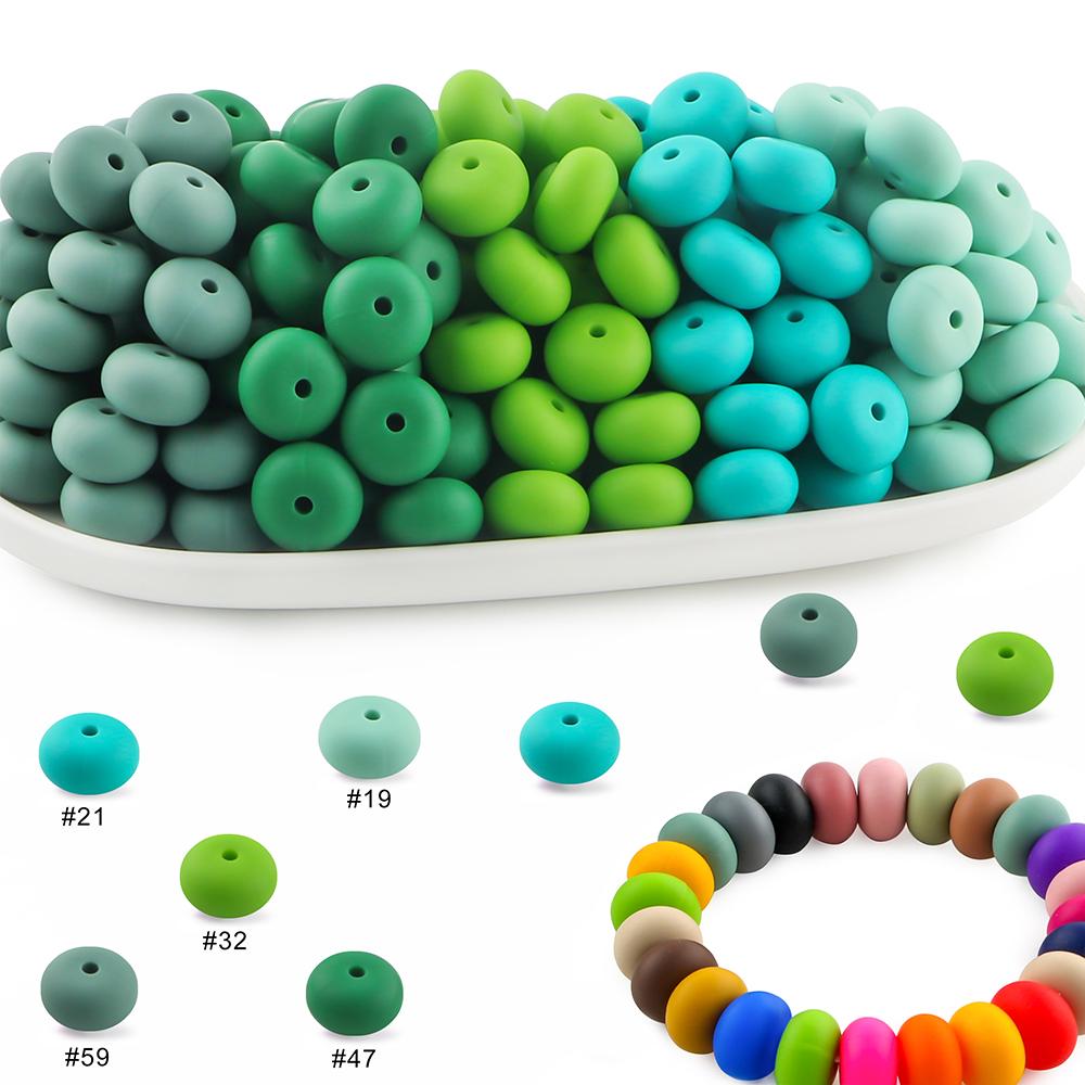 25Pcs/lot 14mm Abacus Silicone Lentil Beads Loose Bead For Jewelry Making DIY Jewelry Accessories Keychain Beaded Pen Bracelets