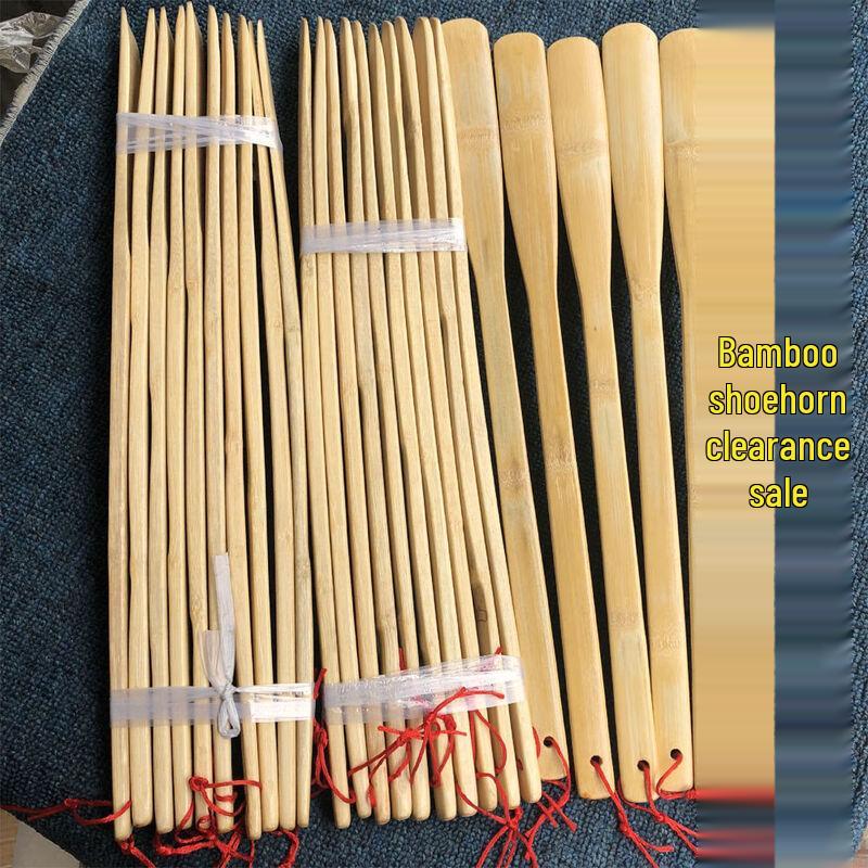 Ergonomic Long Wooden Shoehorn & Bamboo Back Scratcher Set