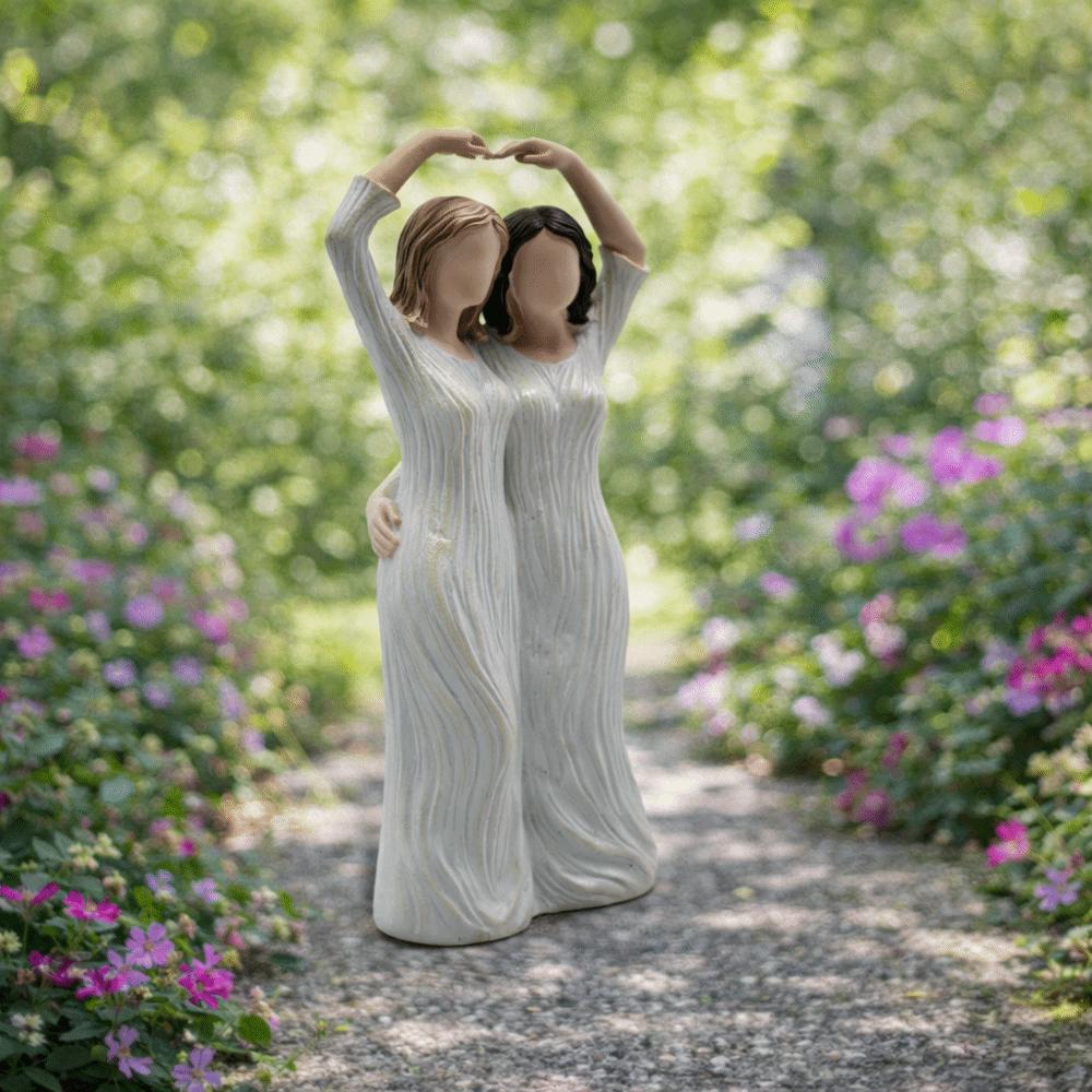 Sister Mother and Daughter Statue Hand-Painte Family Sculpture  Birthday Gift