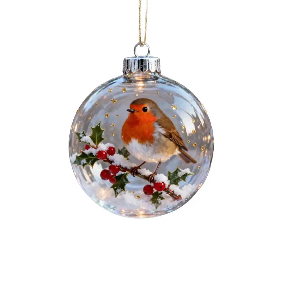 Ornements Boules de Noël en Verre Avec Oiseau Aigle Colombe Perroquet Pour Sapin de Noël Fête de Fête Ornements Suspendus Décorations Xmas O2I4