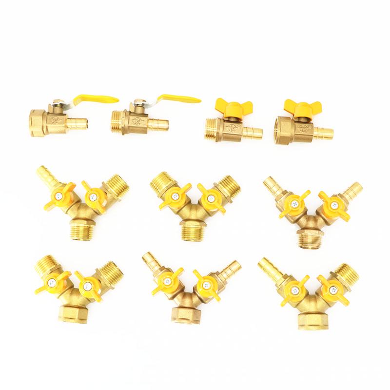 Thickened Brass 4-Point Ball Valve for Natural Gas with Male/Female & Three-Way Tee Valve.
