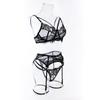 Hot-Selling Mesh Lace Patchwork Lingerie Set: Sexy See-Through Push-Up Four-Piece for Women