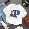 PAW Patrol Child Short Sleeve T-shirt Cartoon Chase A-Z Print Cotton Tees Girls Summer Casual Round Neck Tops Kids Birthday Gift