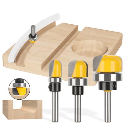 Fraise à défoncer à queue 6mm/6.35mm/8mm pour plateau à bol 1-1/8" de diamètre Nez rond Outil de fraisage Bois Coin Bois Outil de surfaçage