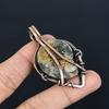 Ammonite Fossil 999 Copper Wire Wrapped Pendant, Handmade Gemstone Jewelry Pendant For Memorial Day