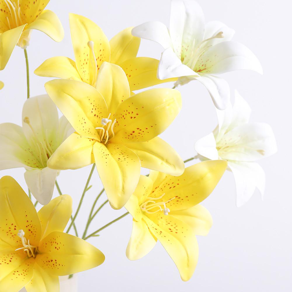 1Pcs Lily Artificial Flowers Bouquet Silk Fake Flower for Home Room Decor Garden Wedding Marriage Decoration Vase Party Supplies