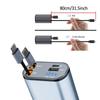 Retractable Car Charger, 4 In 1 Fast Charging Car Charger 120W, Type C Dual USB Ports Car Charger Adapter For IPhone Huawei LG