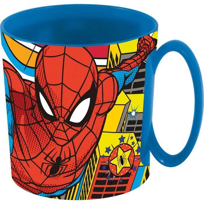Tasse A Bec - Gobelet - Verre D'apprentissage Tataway Mug Enfant Marvel Spiderman 350 Ml en Plastique Bleu Compatible Micro-ondes