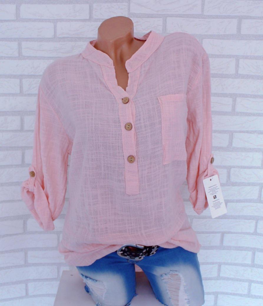 

2021 Европейский/Американский Весенне-Летний Однотонный Топ Женский с V-образным вырезом и карманом, Многоцветный и Разных размеров S розовый