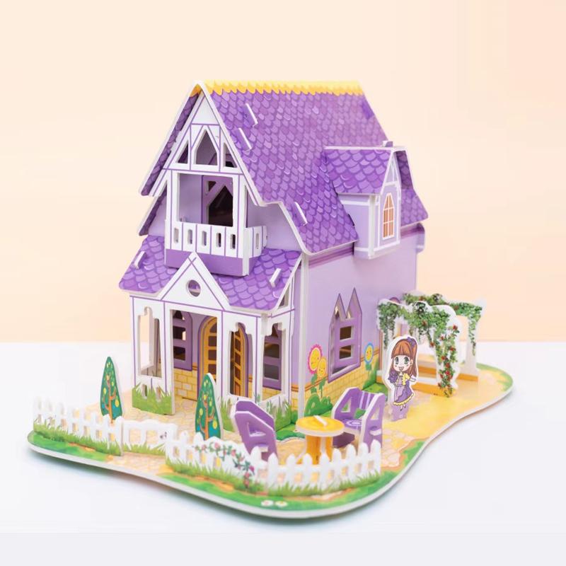 Kids 3D Stereo Puzzle Cartoon House Castle Building Model DIY Handmade Early Learning Educational Toys Gift for Children