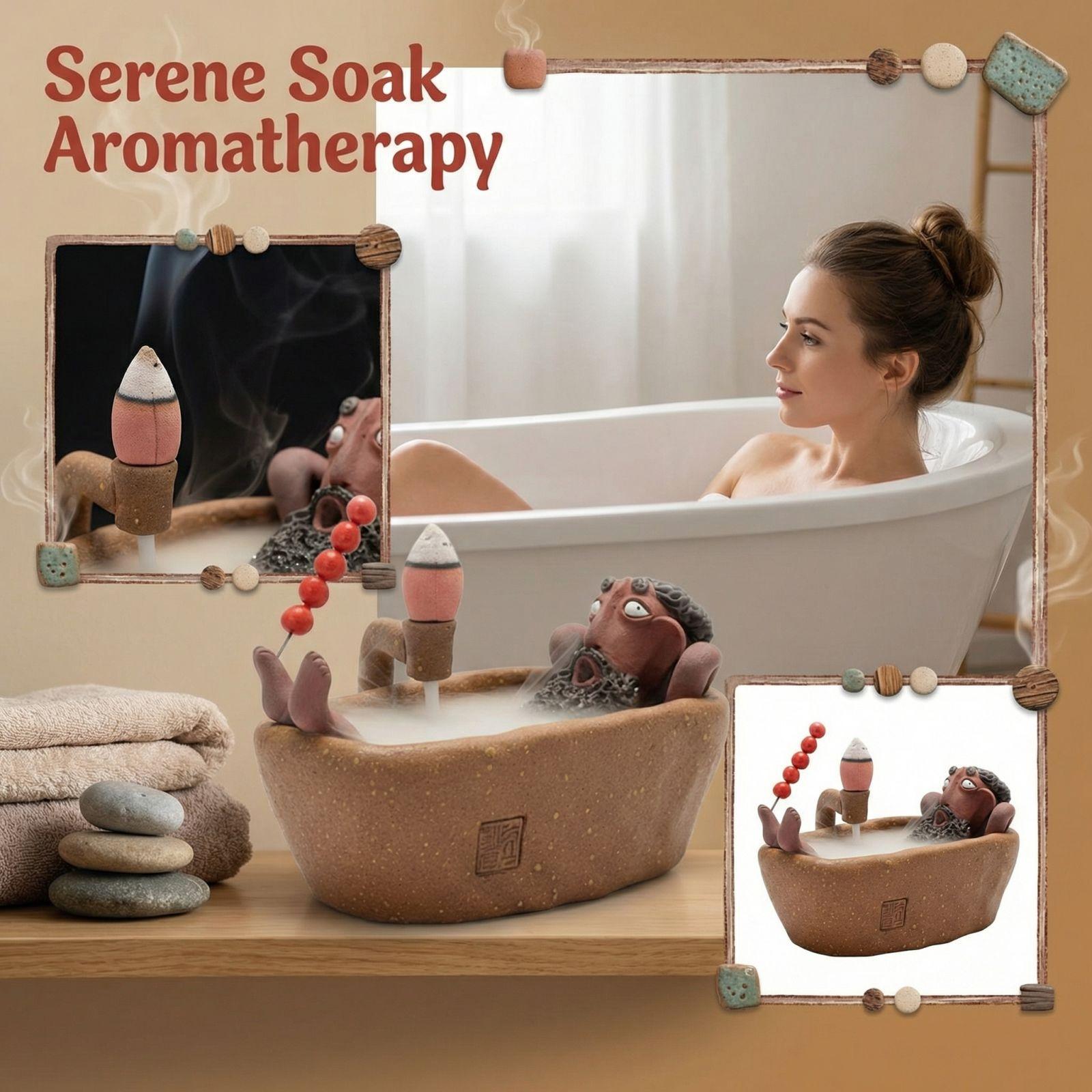 Portaincenso in Ceramica Fatto a Mano Bath Guy, Portaincenso in Ceramica Fatto a Mano Bath Guy, Statuetta Vasca da Bagno Divertente Fatta a Mano, Bruc