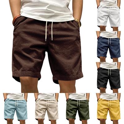 Herren Sommer Cordhose Herren Elastischer Bund Sportlich Locker Freizeit Fünf-Taschen-Hose