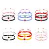 2Pcs Love Heart Beaded Couple Bracelet for Women Men Lucky Red Black Braided Rope Matching Bracelet Friendship Charm Jewelry