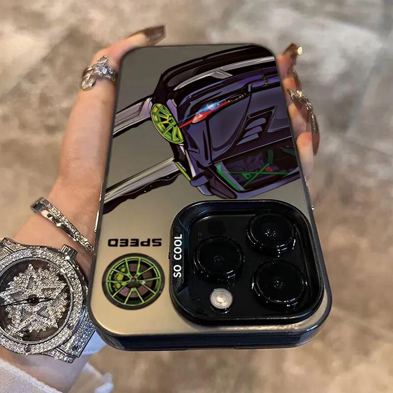 Fashionable Car Print Electroplate IMD Phone Case For  Mi 14 13 12 12T 13T Pro 11 Lite 5G Poco F5 X5 X6 Pro Hard Cover