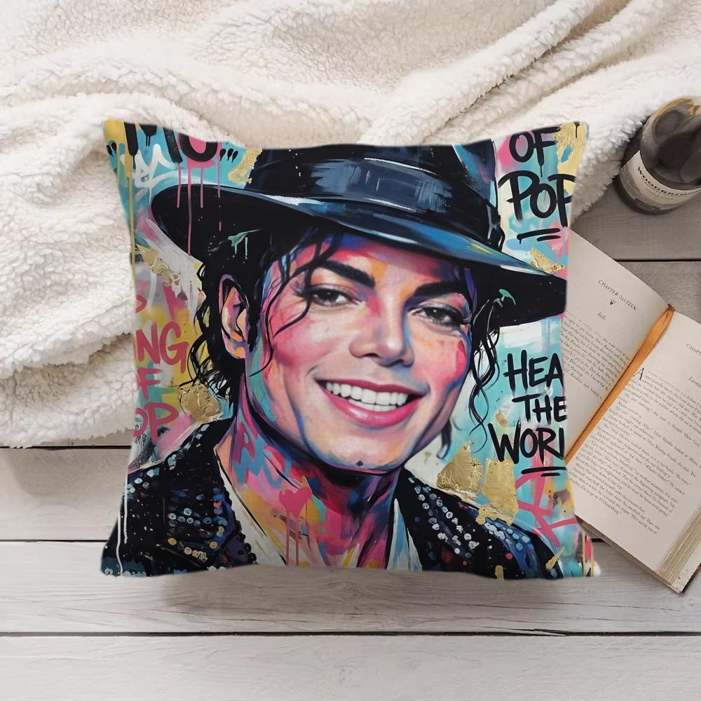 Michael JJackson cool Cushion Cover Silky Short Plush Invisible Zipper Dustproof Sofa Pillow Case for Home Decor