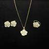 Pearl jewelry set, brand new flower three-piece ring pendant, small fresh and elegant women's jewelry women