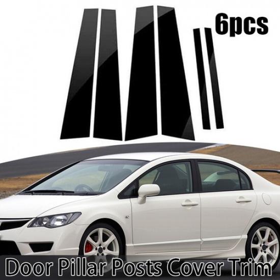 Window Pillar Post Molding Black Cover Door Trim For 2006-11 Honda Civic 4/Door