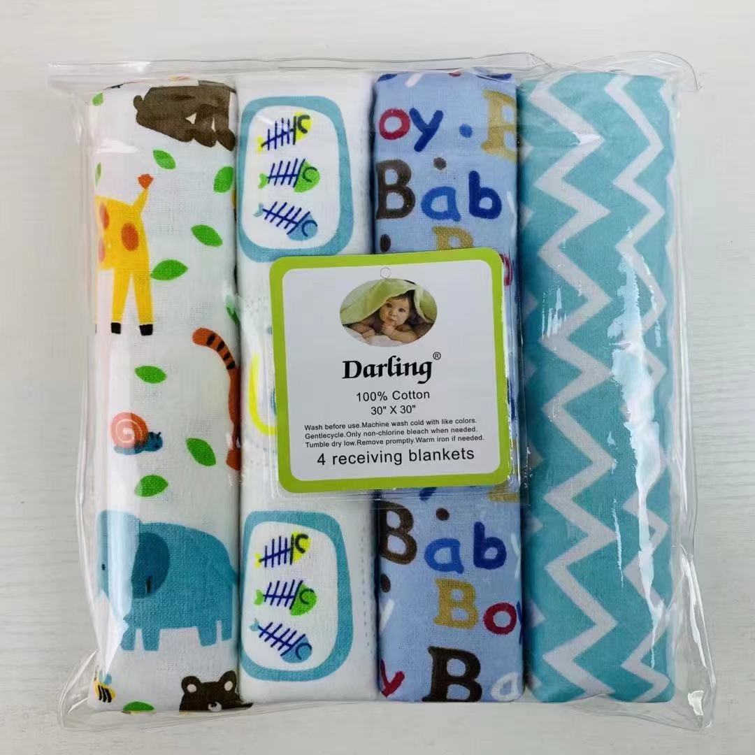 

4шт/уп 100% бавовняна пелюшка для новонародженого 76x76см Простирадло для дитячого ліжечка Суперм яка фланелева пелюшка Ковдра для новонародженого Свивальник різнокольоровий