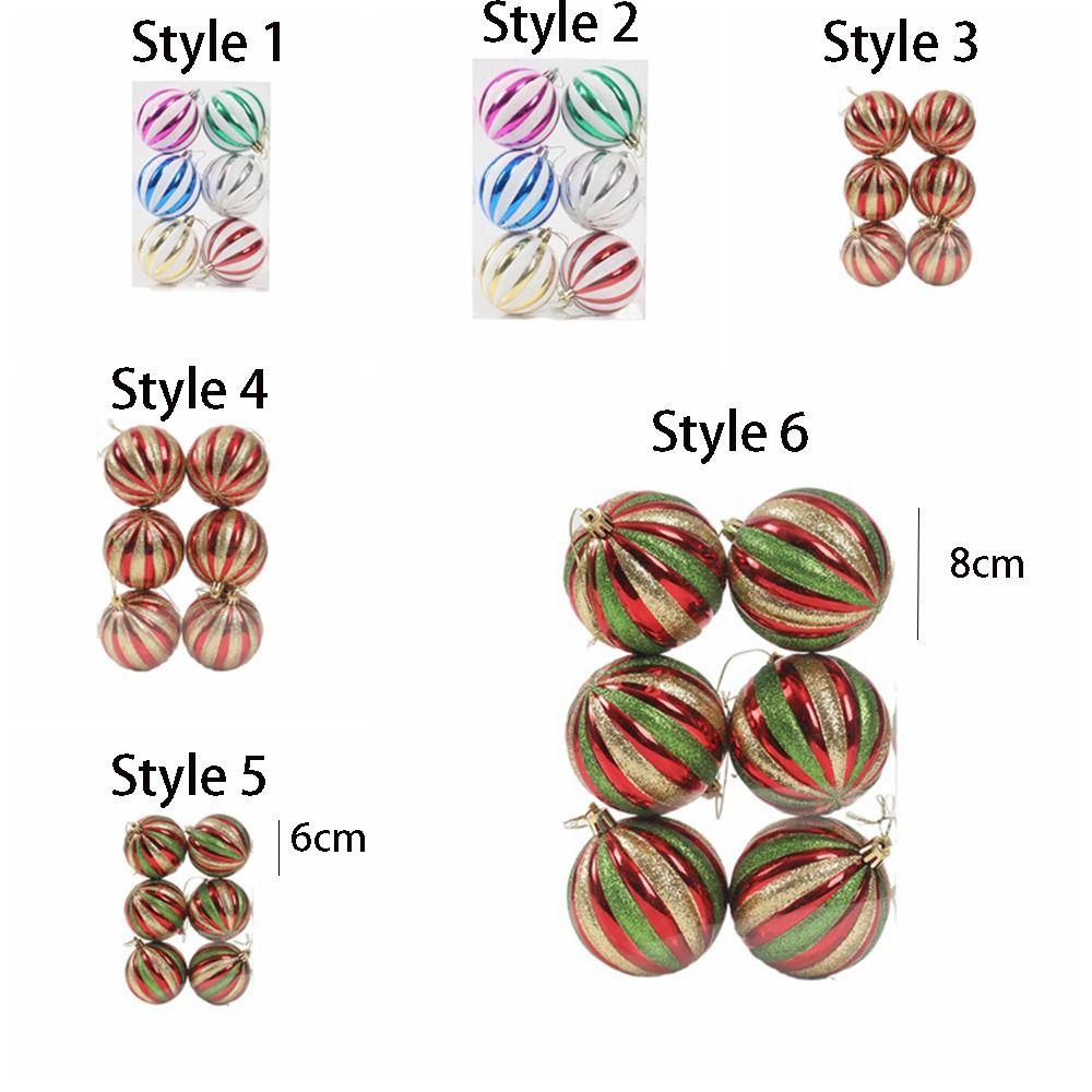 6pcs Creative Christmas Ball Set Plastic Hanging Ornament Christmas Tree Pendant Wedding