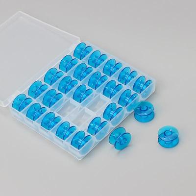 Bobine per macchina da cucire domestica 25 bobine di plastica blu in una scatola
