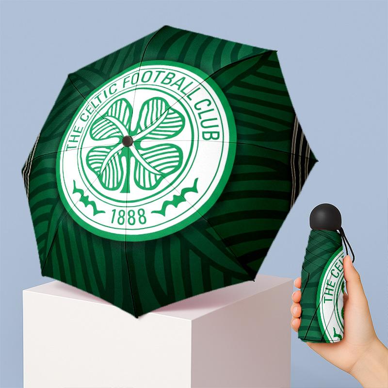 Celtic FC Mini 5 Fold Pocket Umbrella Compact Lightweight Anti UV Rain Sun Protection Umbrella Portable Travel Umbrella
