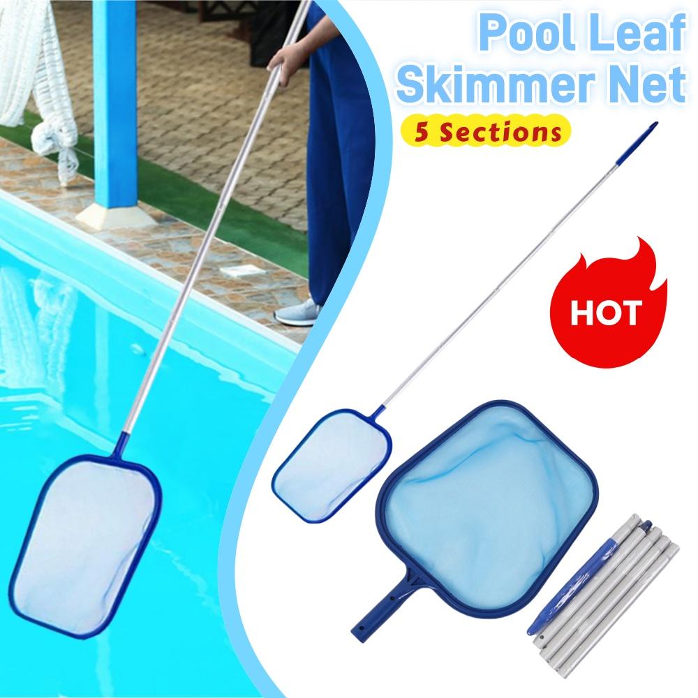 Swimming Pool Skimmer Net with 5 Sections Aluminum Pole Pool Leaf Skimmer Leaf Rake Net for Fast Cleaning Ponds Hot Tub and Spas