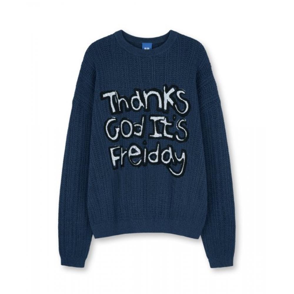 

Трикотажный слоган из хлопковой смеси FREI СИНИЙ