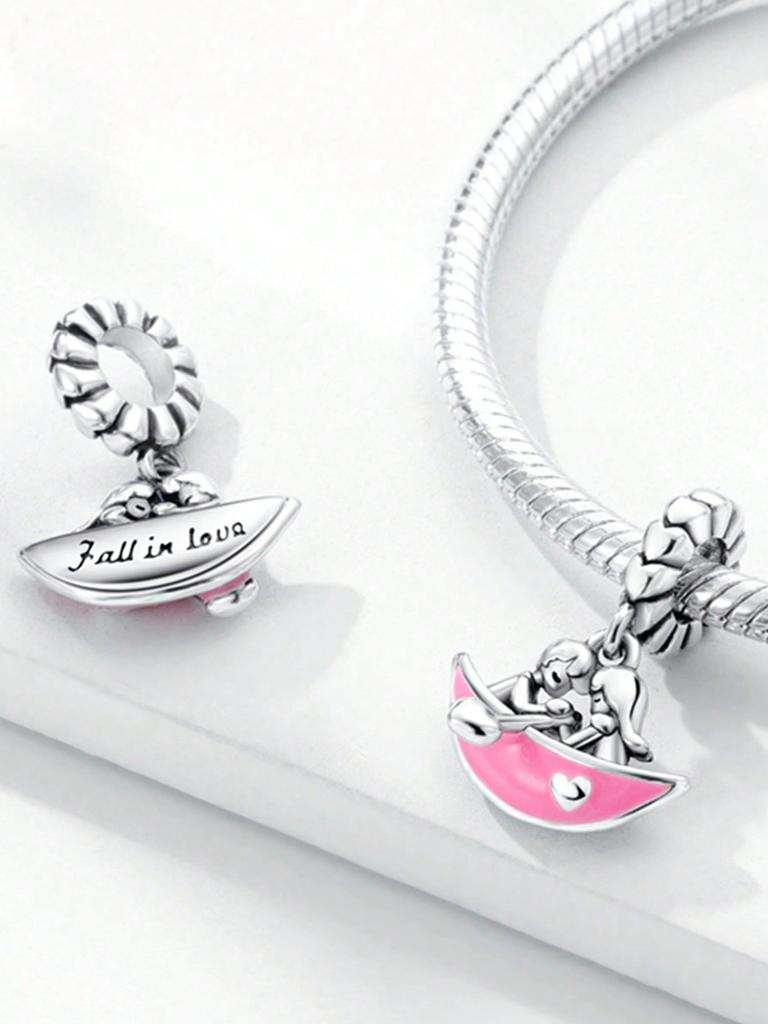 Charms Plata Little Girl Rabbit Bow Beads Charm Copper Plated Fit Charms Copper Original Bracelet For Jewelry Making Diy Charm