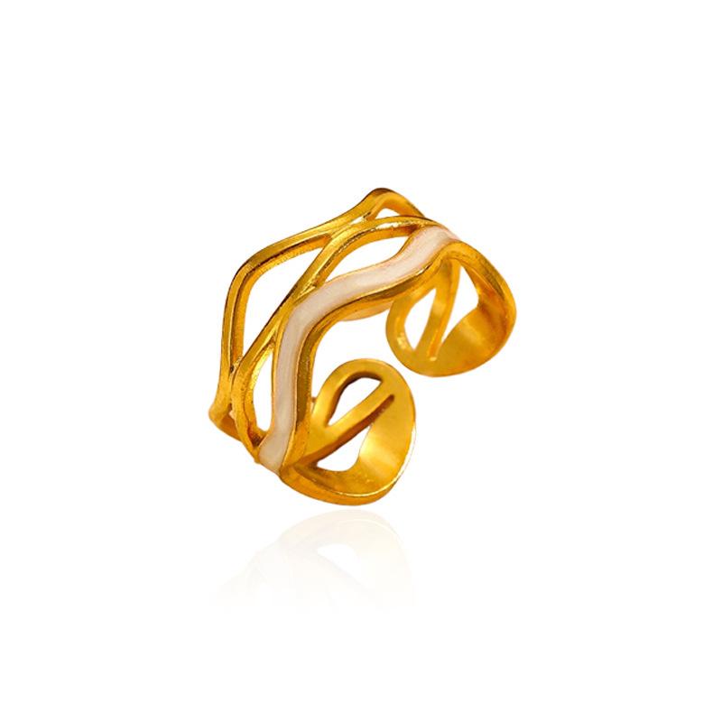 Irregular stainless steel gold open ring light luxury niche high-end jewelry non-fading titanium steel ring
