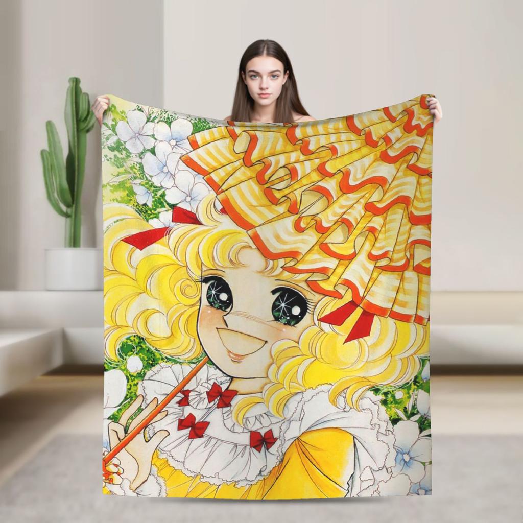 Candy Candy Cartoon Flannel Blanket Anime Fashion Throw Blanket for Sofa Bedding Lounge 125*100cm Quilt