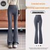 Women's Black Micro-Flare Yoga Pants - Slimming, Elastic, Plush, Extended Autumn/Winter Base Layer