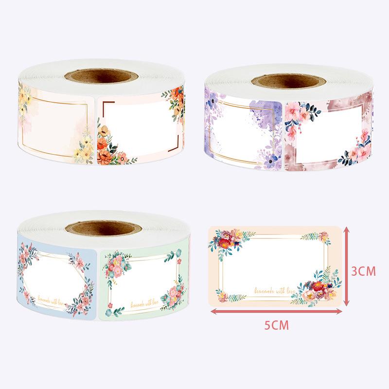 Floral Self-Adhesive Name Stickers, 250 Sheets/Roll for Kindergarten & Primary School