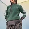 Adidas FW24 Striped Casual Fleece Thick Round Neck Long Sleeve Sweatshirt Women Sweatshirt Oxidized-Green White HM1930