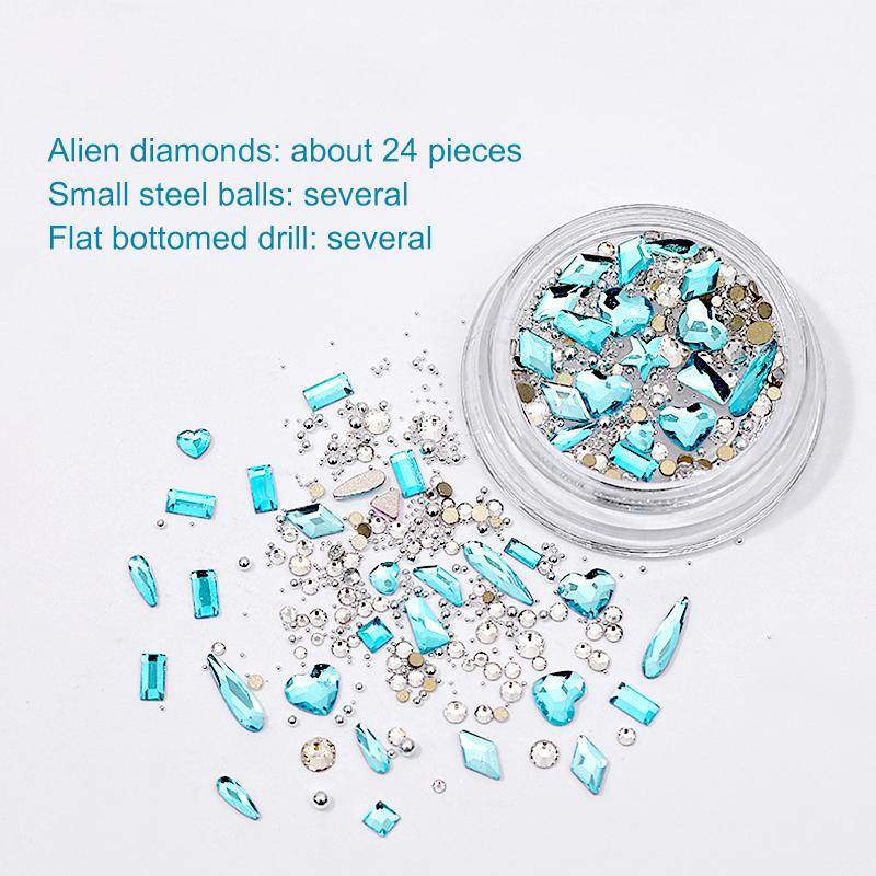 

1Box Mixed Gems Decor Glitter Rhinestones 3D Nail Art Mix Color Crystal Flatback Diamond