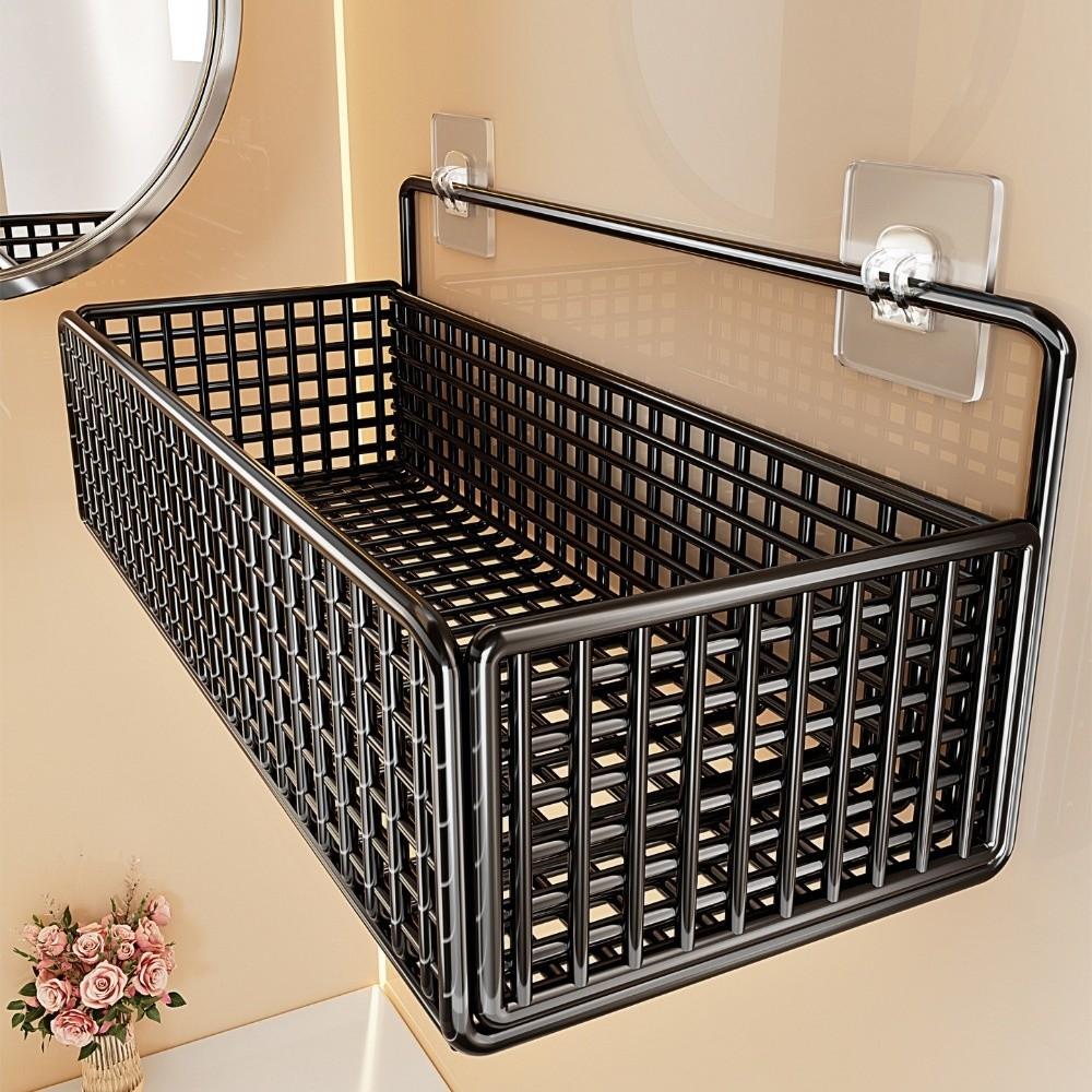 Non Drill Bathroom Shelf Self Adhesive Toiletries Organizer Convenient Storage Basket Vanity Shelf