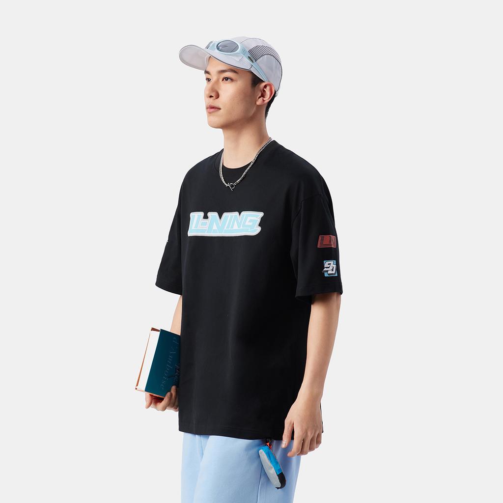 Li Ning Sport Mode Serie Comfortabel Casual Eenvoudig Los Veelzijdig Ademend Ronde Hals Drop Shoulder Korte Mouw T-Shirt AHSV265-2