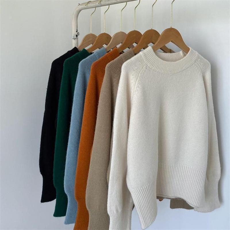 French Elegant Solid Sweaters Women Casual Half Turtleneck Jumpers Pullovers Autumn Winter Female Fashion Warm Knitted Sweater