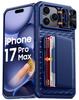 Protective Wallet Case with Card Holder, Kickstand and Camera Cover for iPhone 17 Pro Max-Orange