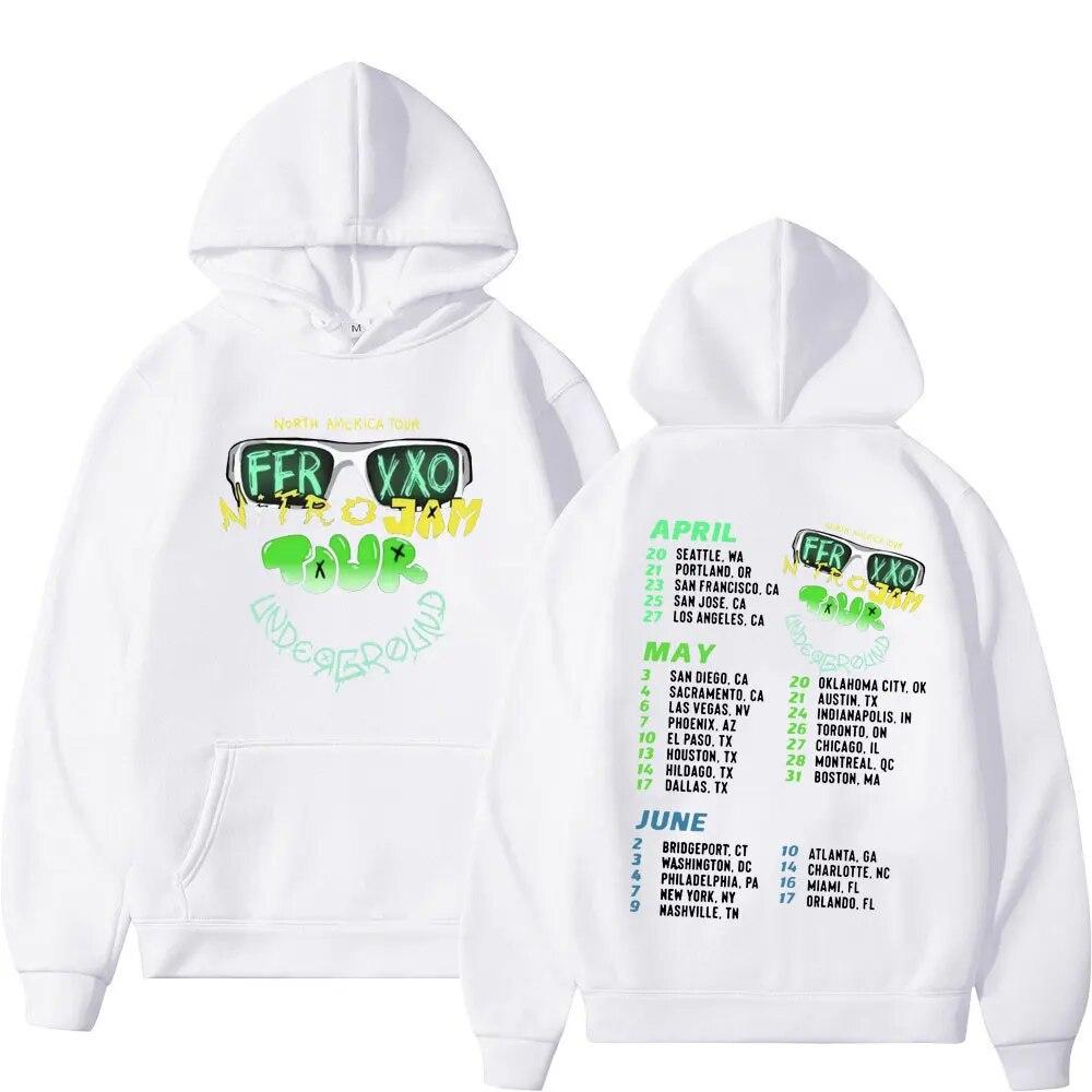 2023 Rapper Feid Ferxxo Tour Mikina Unisex Ženy Móda Estetika Oversized mikiny Hip Hop Neformální mikiny Fleece s dlouhým rukávem