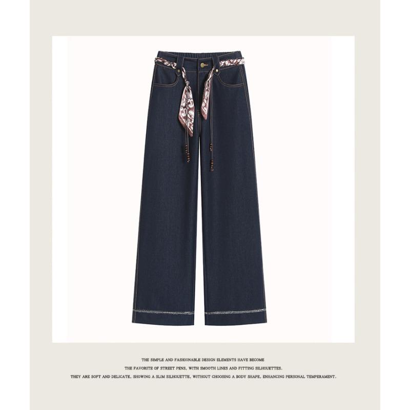 

DIMANAF 2025 Осень Зима Женские Брюки Большого Размера Женские Длинные Брюки Оверсайз Свободные Повседневные Штаны Плотные Джинсы XL темно-синий