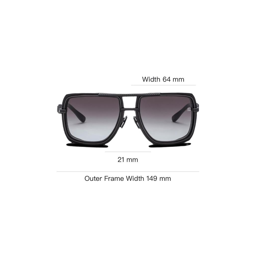 Balmain Original Design Titanium Acetate Pilot Sunglasses Men Sunglasses Black BPS160B5900