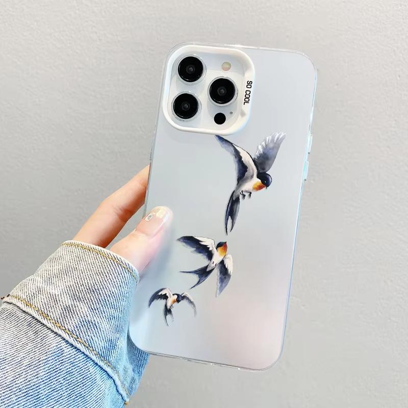 Elegant Flying Swallow Pattern Phone Case For iPhone 17 Pro Max 16 15 Pro 14 13 Mini 12 11 XR XS 17Air Plus Hard Matte Cover iPhone 16