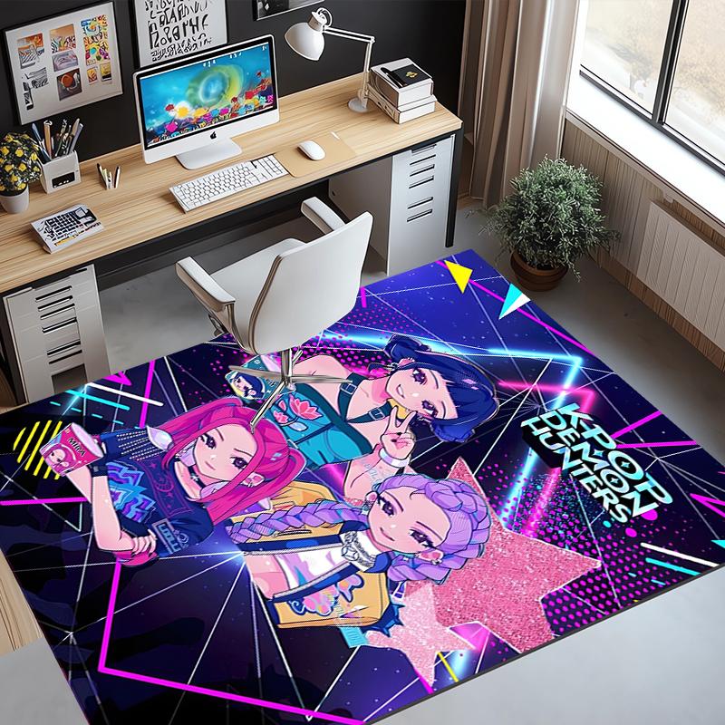 KPop Demon Hunters Pattern Rug, Indoor/Outdoor Mat, for Picnic, Gameroom, Bedroom, Office, Living Room, Home Decor Carpet, Birthday Gift