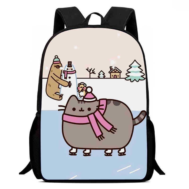 Pusheen Cat Kids Backpack Oxford Fabric Breathable Durable Lightweight School Bag For Elementary Students