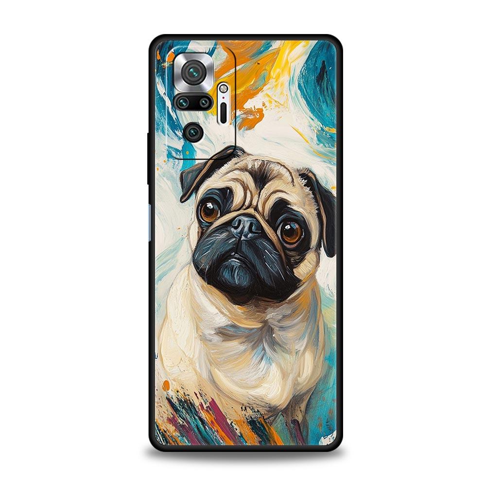 Animal Black Pug Close Up Phone Case For Xiaomi Redmi Note 14 13 5G 10 11 12 Pro Plus 4G 14C 13C 12C 10C Black Cover
